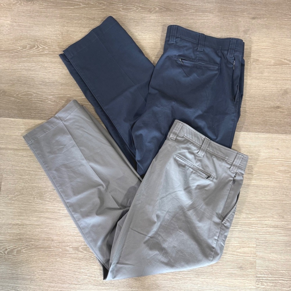 Oak Hill Tech Pant Mens 46x30 Gray Navy Blue Straight Fit Lot of 2 DXL Chinos